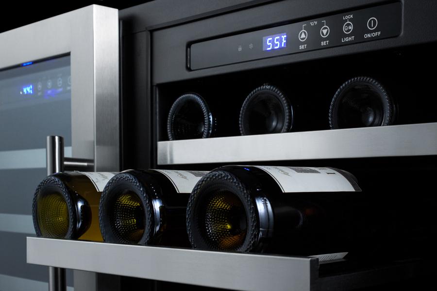 Summit Dual Zone Side by Side Stainless Steel Wine Cooler SWC3668