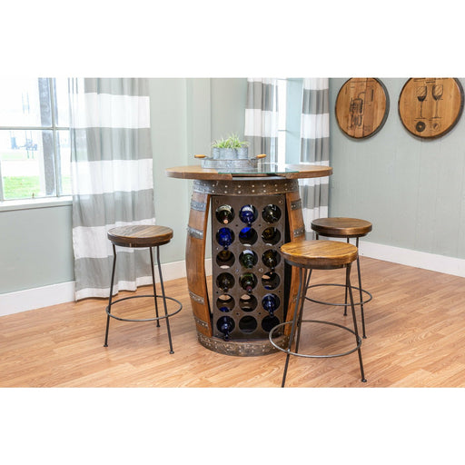 Napa East Wine Storage Table: 36″ Round Set with Stools