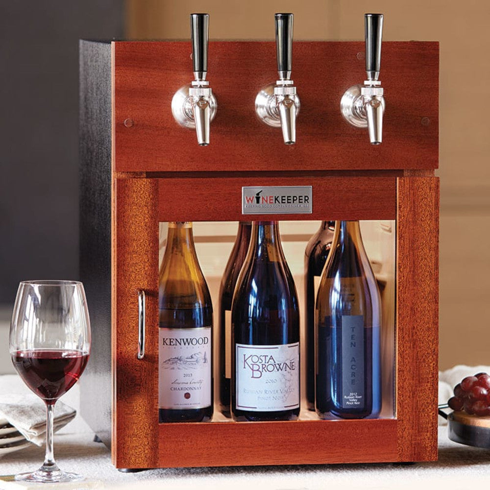 WineKeeper Napa 3 Bottle Stainless Faucets (Mahogany) #24396