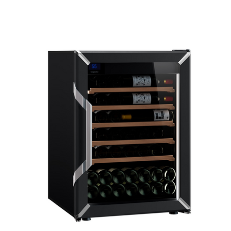 Goguette wine fridge small single zone 50 bottle capacity, balck side view
