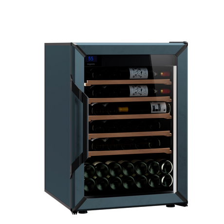 Goguette wine fridge small single zone 50 bottle capacity, slate blue side view