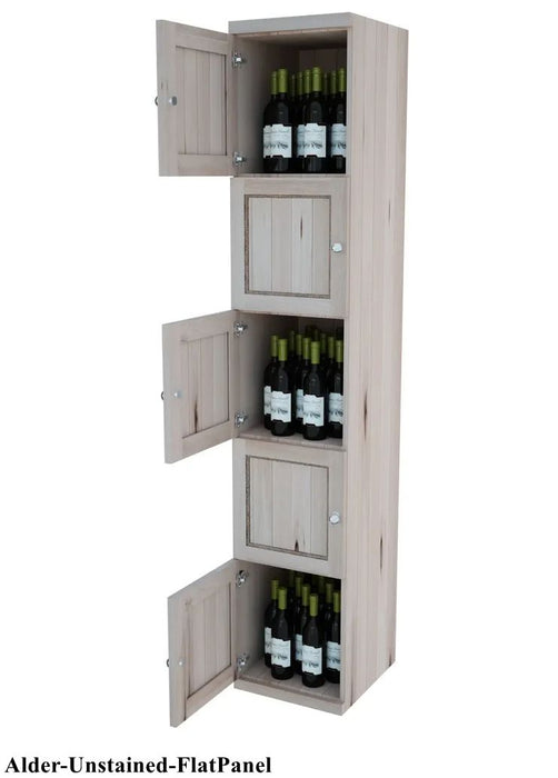 Vinostor Wine Lockers – 5 Locking Bins - 83-5/8″ Tall - Single Shelf Solid Sides