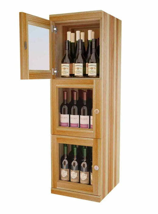 Vinostor Wine Lockers – 3 Locking Bins - 51-5/8"" Tall - Single Shelf Solid Sides