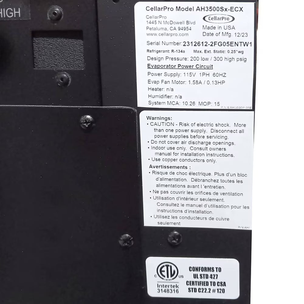 CellarPro Air Handler Split 3500 Outdoor #36245