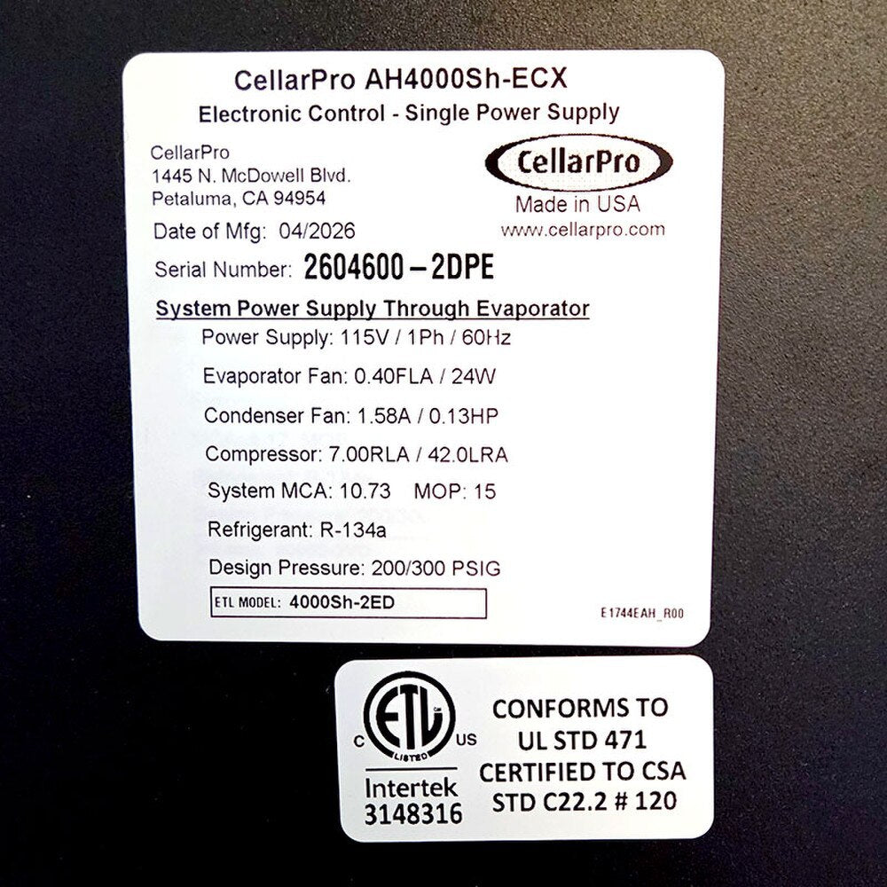 CellarPro Air Handler Split 4000 Horizontal #37393