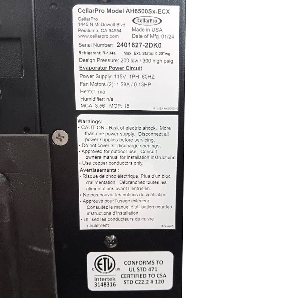 CellarPro Air Handler Split 6500 Outdoor #7084
