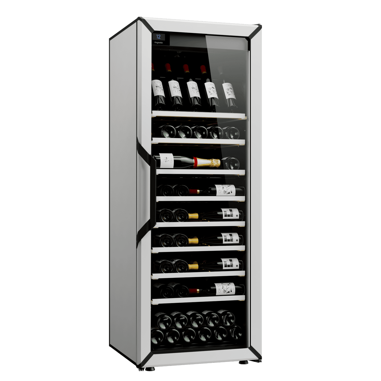Goguette Wine Fridge Large Unit 150 Bottles White Side View with Presentation Row