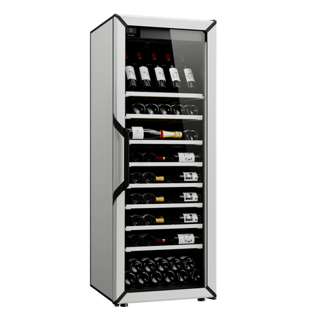 Goguette Wine Fridge Large Unit 150 Bottles White Side View with Presentation Row