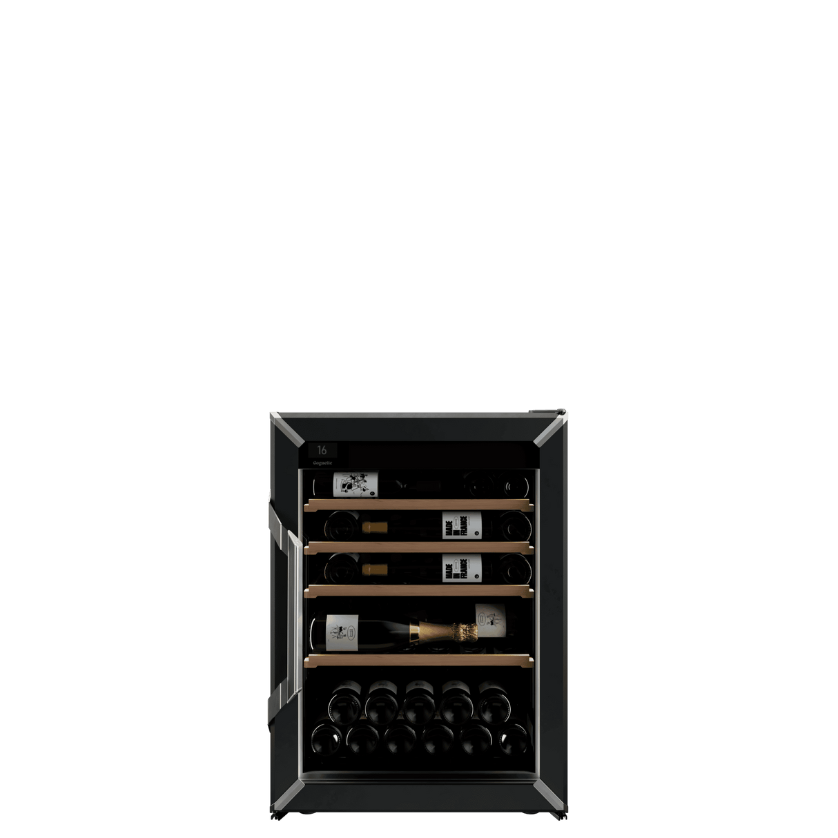Goguette wine fridge small single zone 50 bottle capacity, black front view