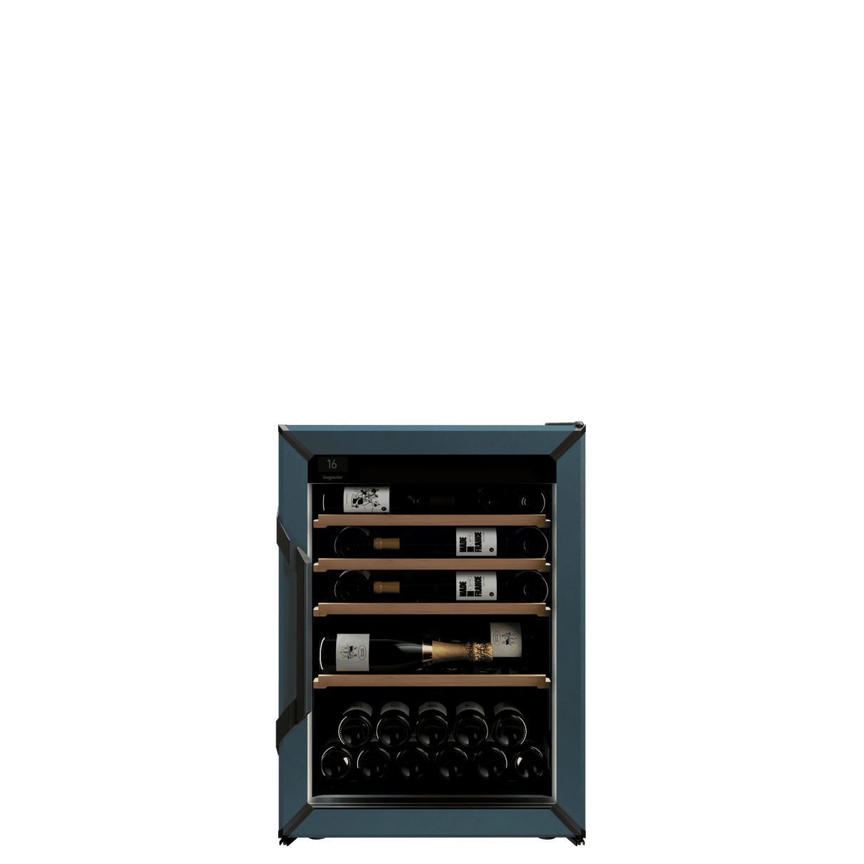 Goguette wine fridge small single zone 50 bottle capacity, blue front view