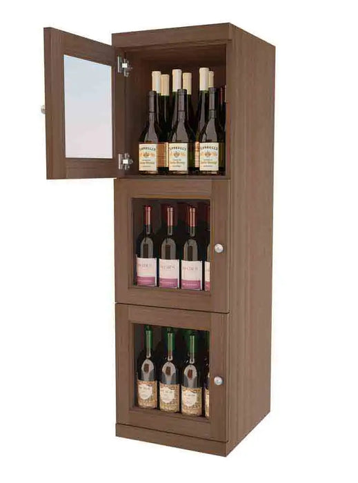 Vinostor Wine Lockers – 3 Locking Bins - 51-5/8"" Tall - Single Shelf Solid Sides