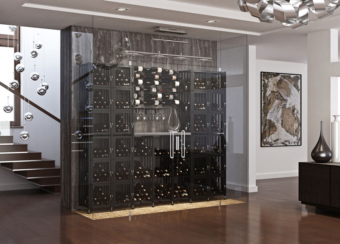 Metal wine locker array 
