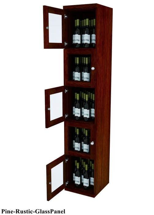 Vinostor Wine Lockers – 5 Locking Bins - 83-5/8″ Tall - Single Shelf Solid Sides
