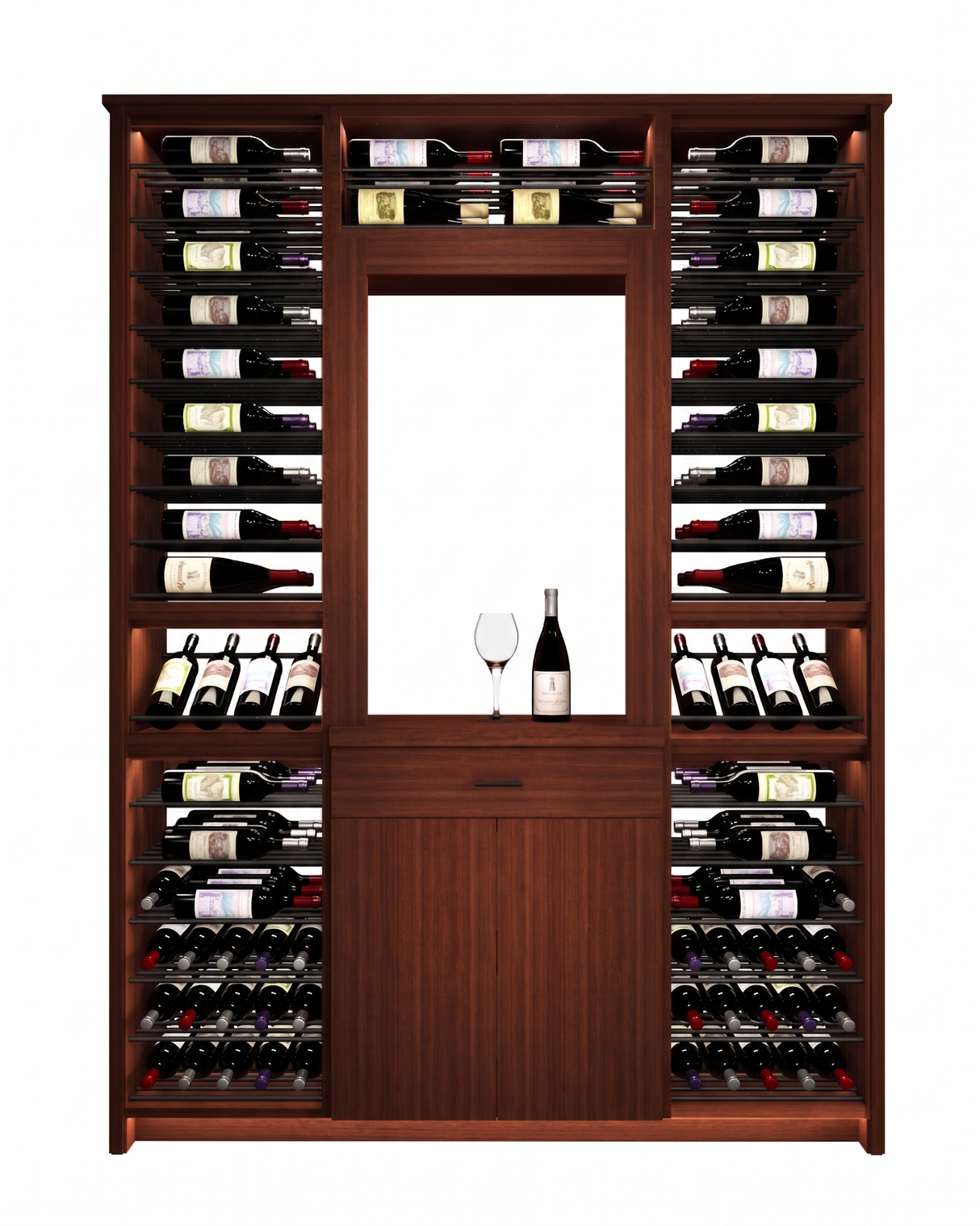 Kessick Tower Series 188-Bottle Hardwood Wine Cabinet