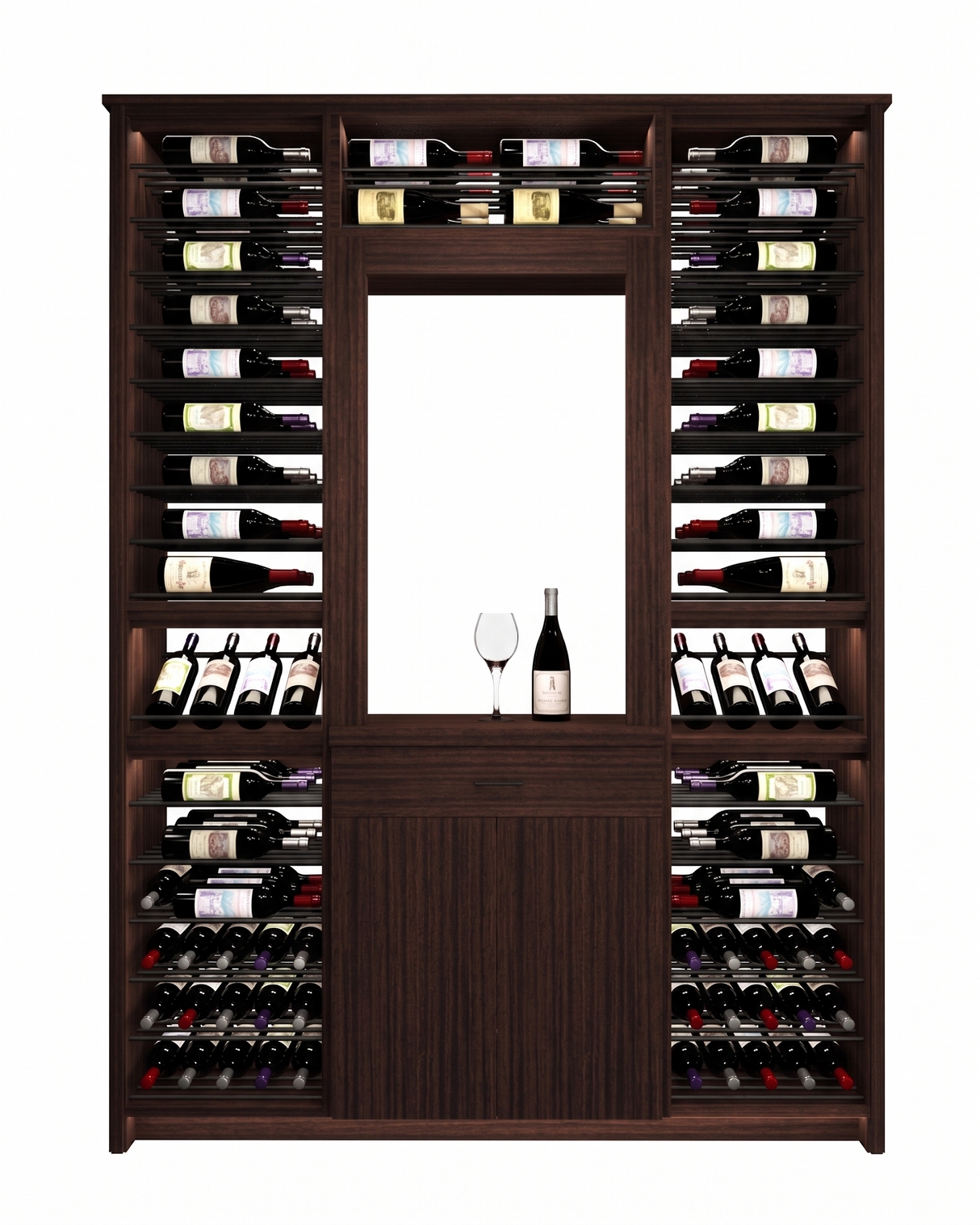 Kessick Tower Series 188-Bottle Hardwood Wine Cabinet