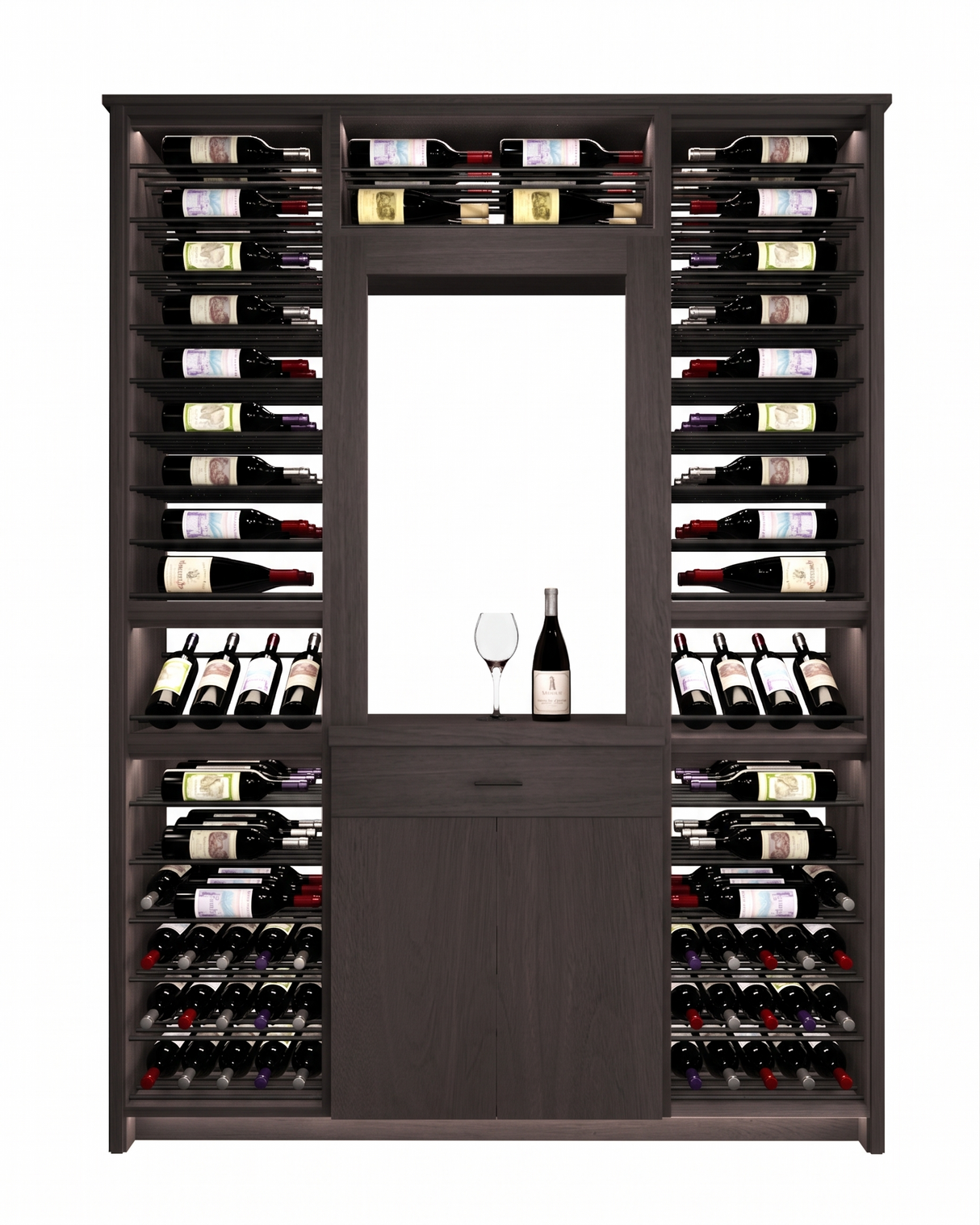 Kessick Tower Series 188-Bottle Hardwood Wine Cabinet