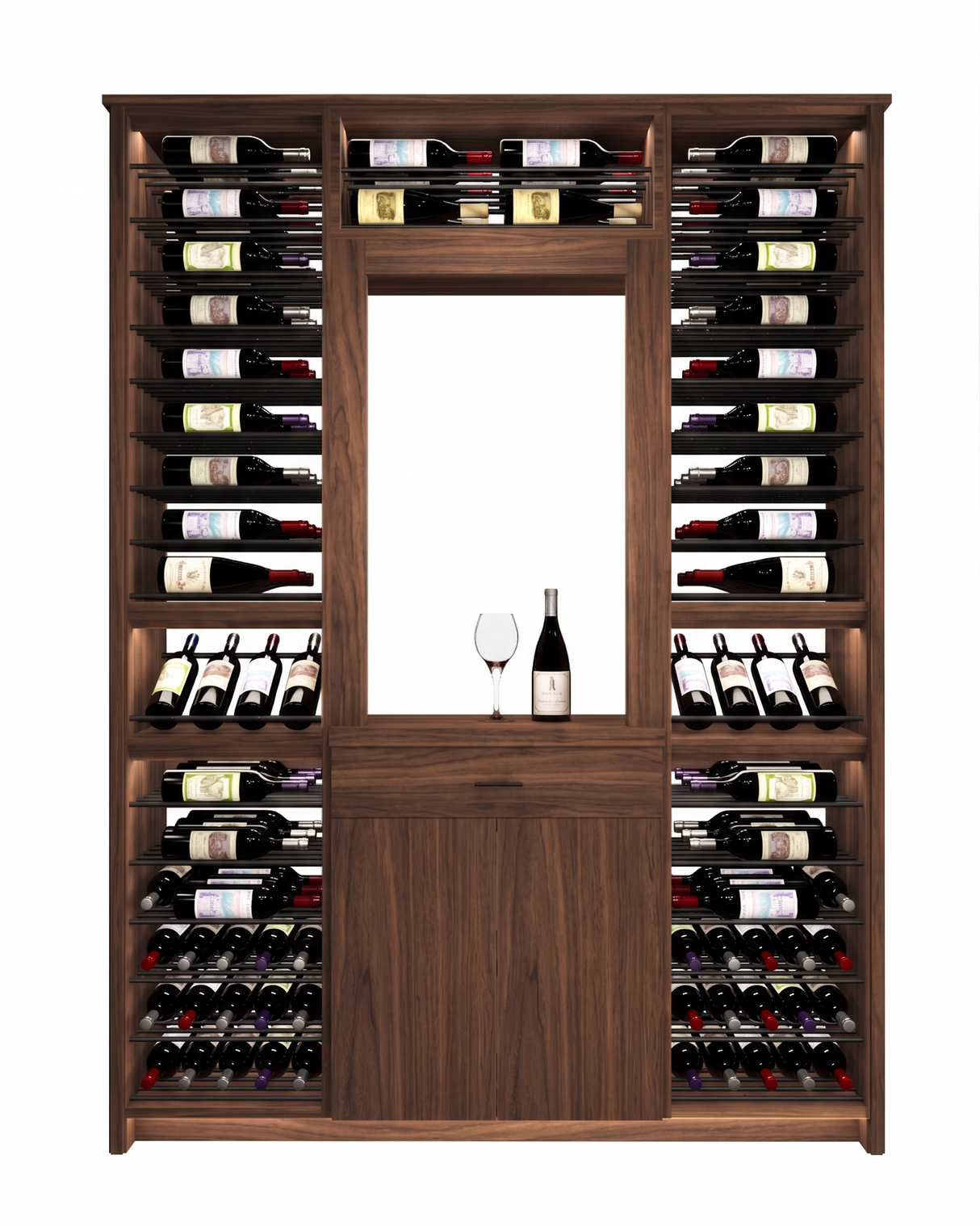 Kessick Tower Series 188-Bottle Hardwood Wine Cabinet