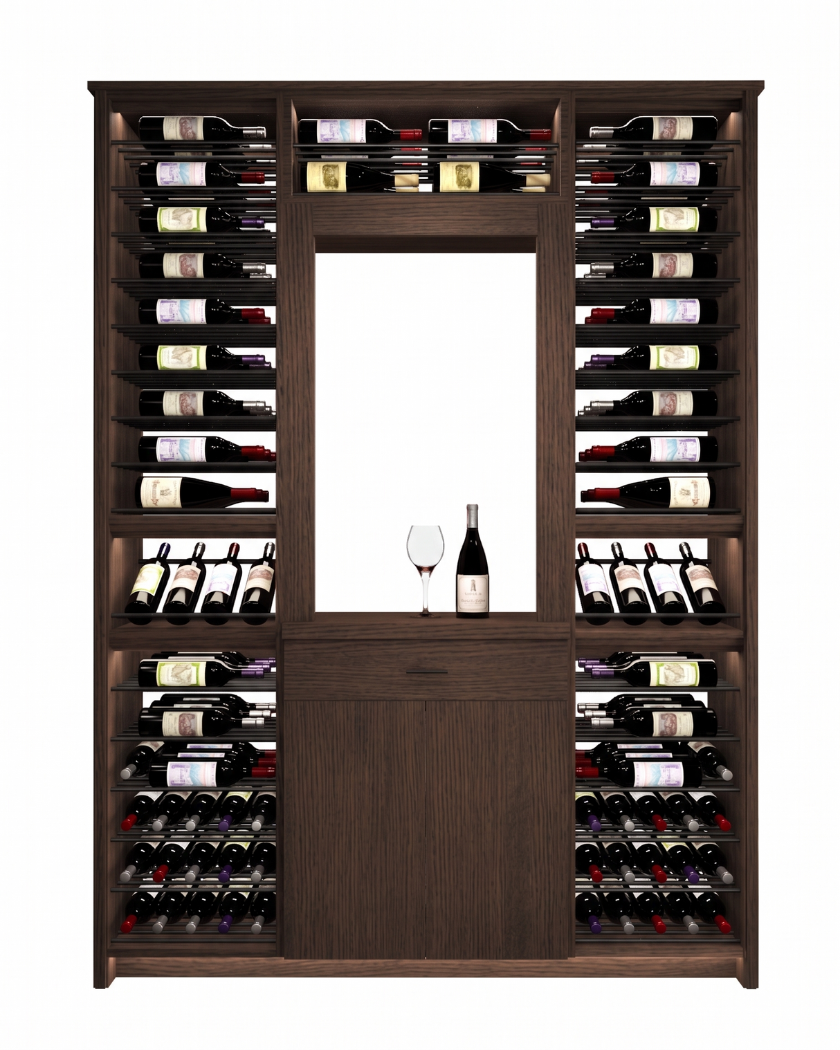 Kessick Tower Series 188-Bottle Hardwood Wine Cabinet