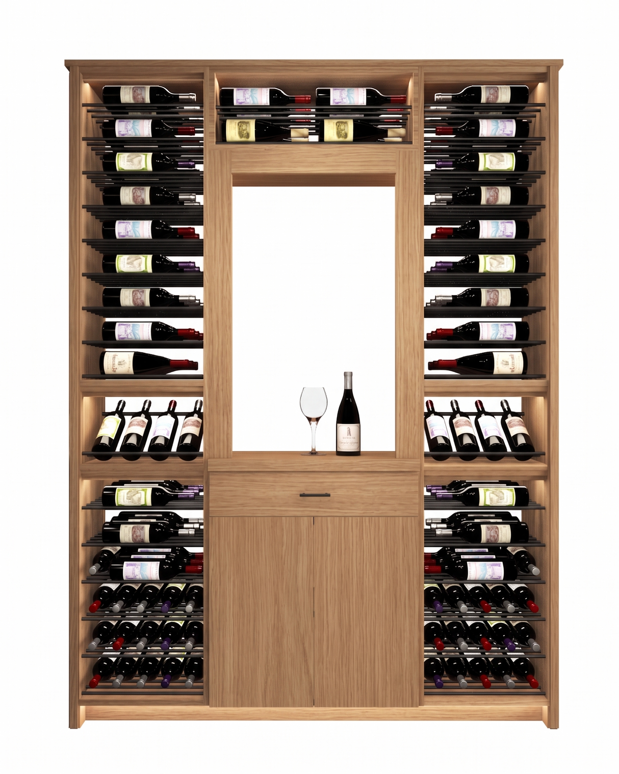 Kessick Tower Series 188-Bottle Hardwood Wine Cabinet