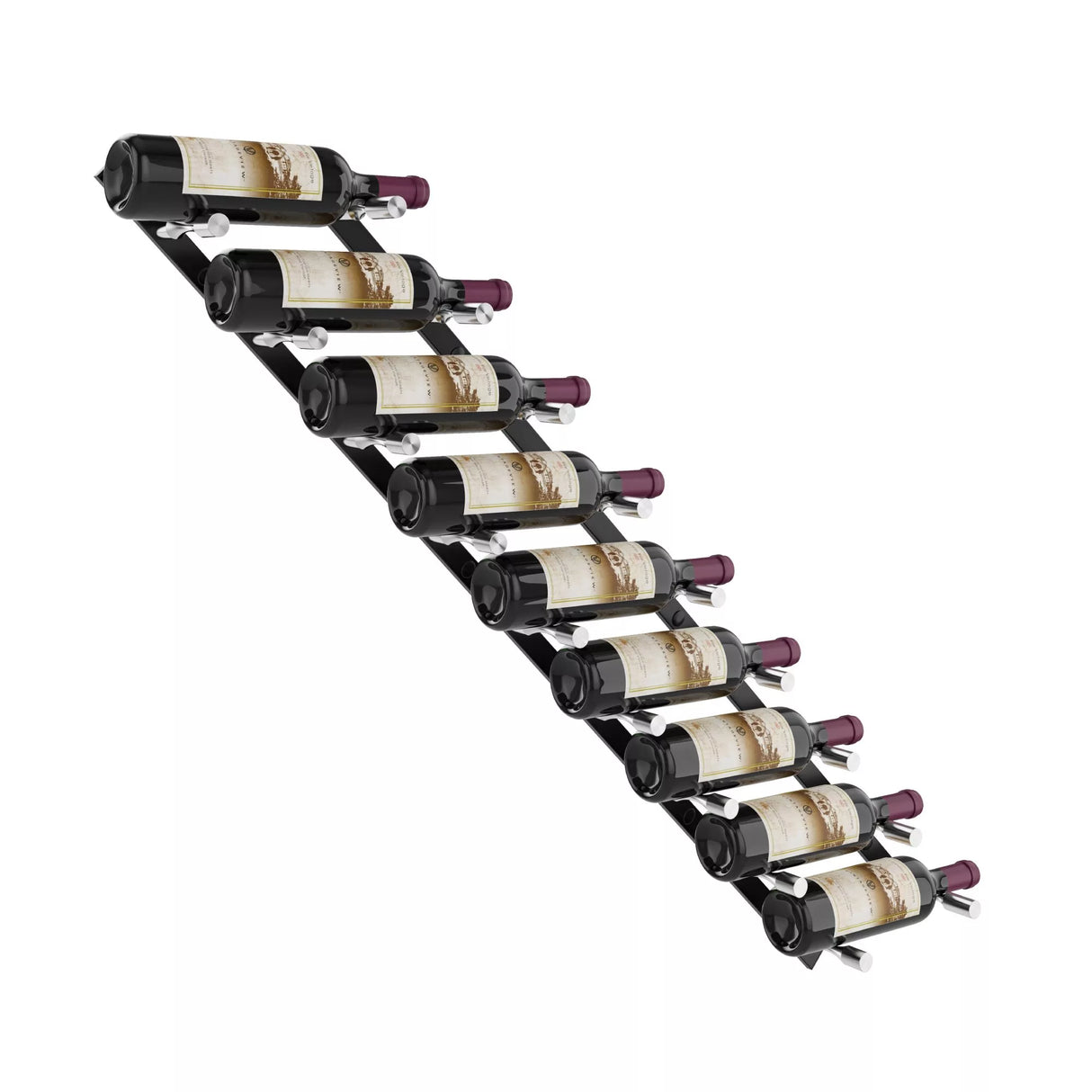VintageView Vino Pins Flex Mag 45 Wall Mounted Metal Wine Rack System (9 to 18 1.5L bottles)
