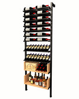 Kessick Somm 2 Pole Parallel Shelf with 2 Display Rows and Bin Shelves displaying 106 bottles