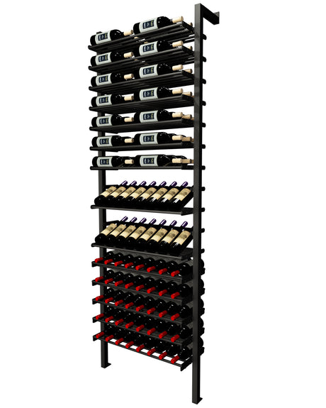 Kessick Somm 2 Pole Parallel Shelf with 2 Display Rows and Somm Shelves displaying 98 bottles