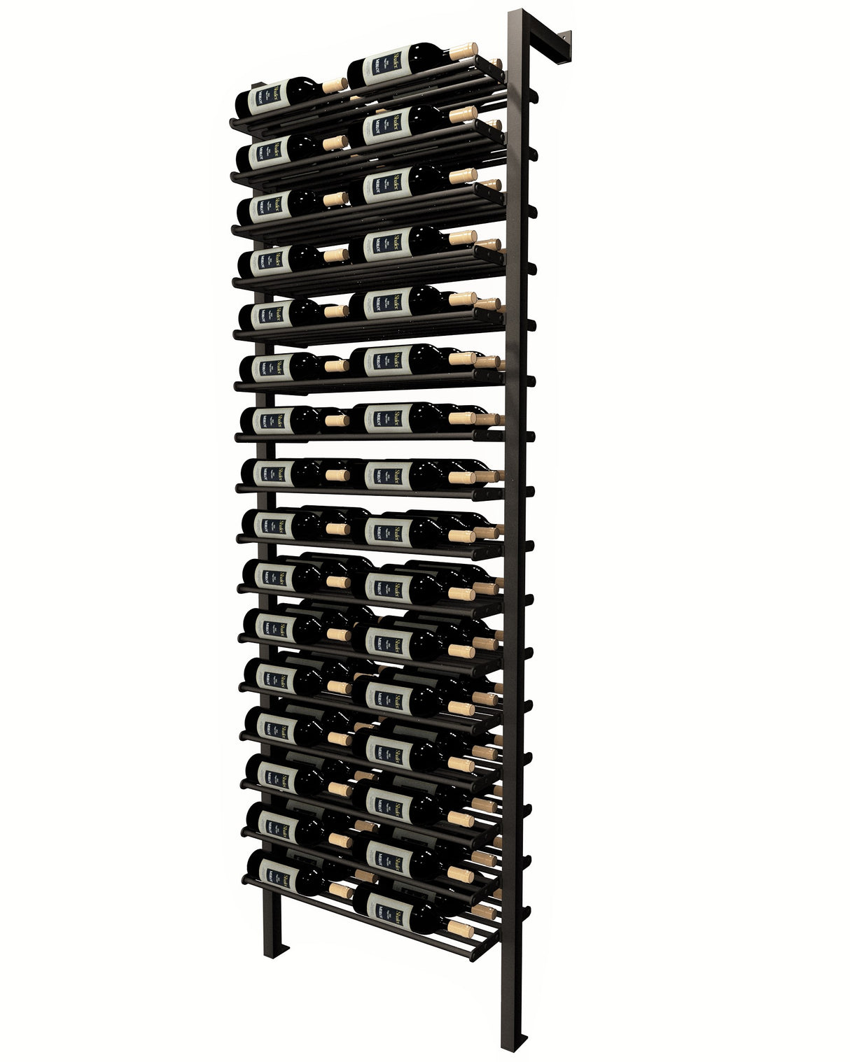 Kessick Somm 2 Pole Parallel Shelf 3 Deep wine rack displaying 96 bottles