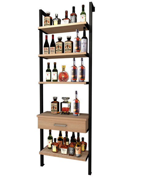 Kessick Somm 2 Pole Spirits Shelf with Drawer displaying 60 bottles and spirits