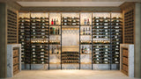 Kessick Somm 2 Pole Parallel Shelf with Display Row wine rack displaying 92 bottles with angled label-forward display row on a wine room wall