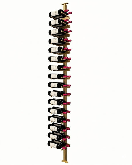 Kessick Somm Single Pole Label Forward Ceiling Mounted Wine Rack Double Deep Gold Pole