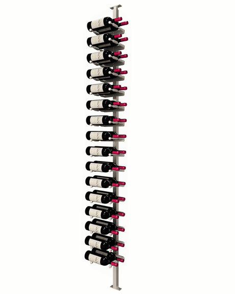 Kessick Somm Single Pole Label Forward Ceiling Mounted Wine Rack Double Deep Silver Pole