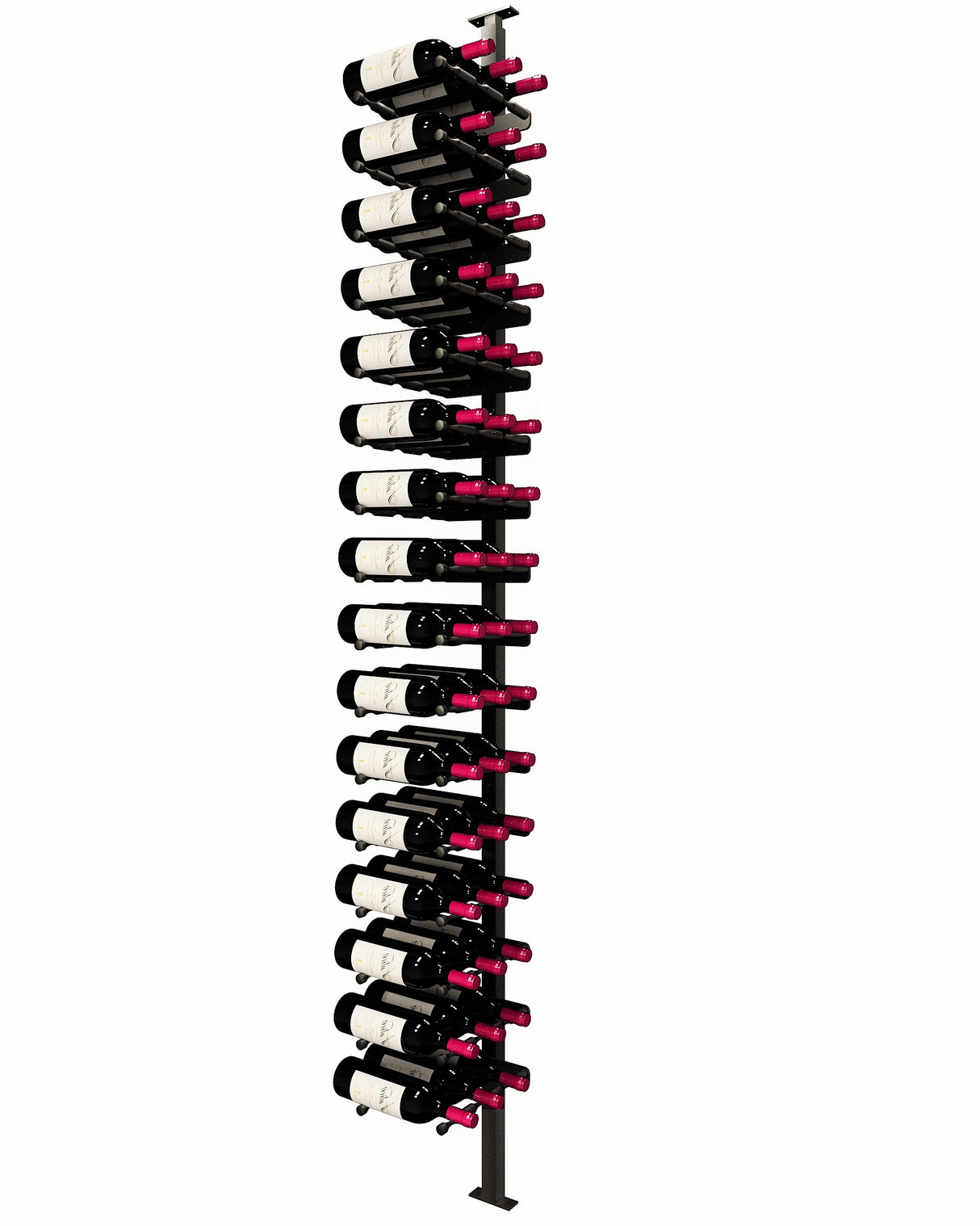 Kessick Somm Single Pole Label Forward Ceiling Mounted Wine Rack Triple Deep Black Pole
