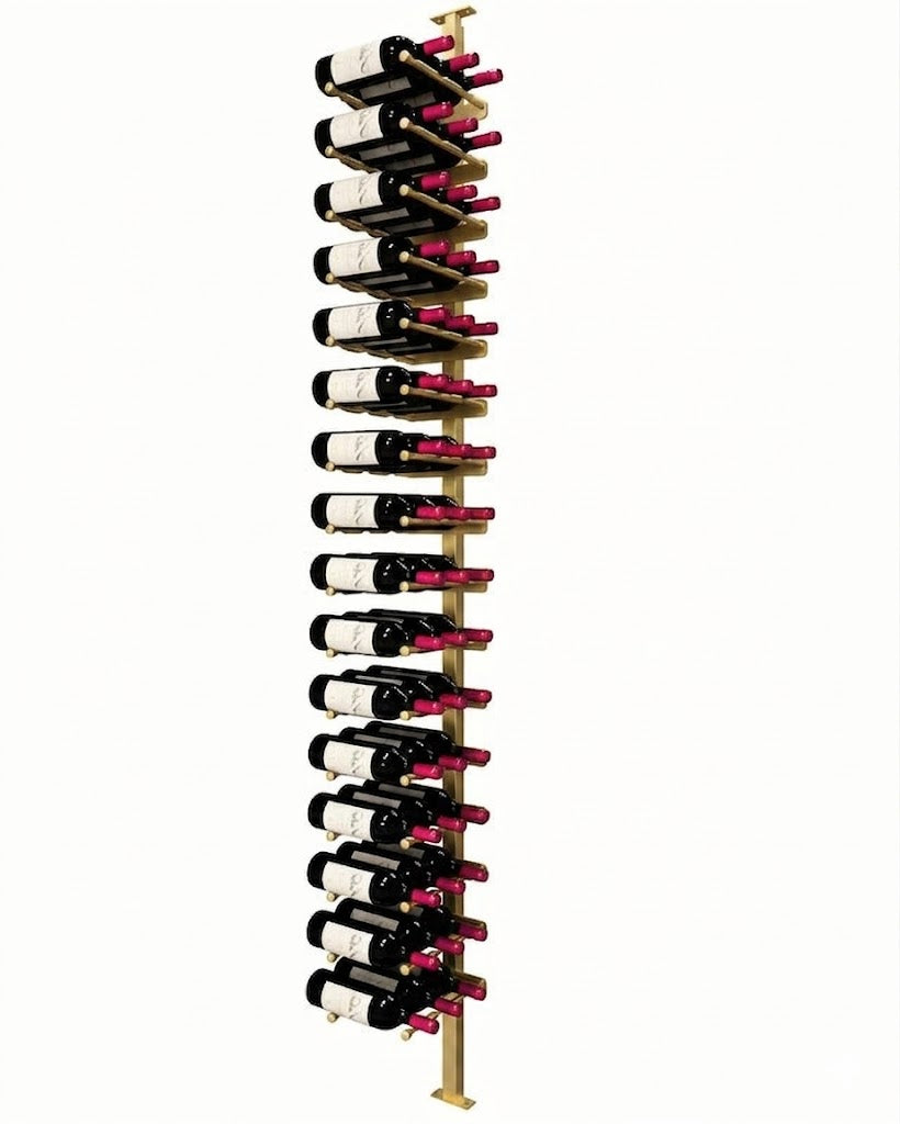 Kessick Somm Single Pole Label Forward Ceiling Mounted Wine Rack Triple Deep Gold Pole