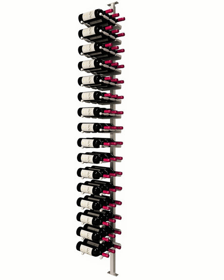 Kessick Somm Single Pole Label Forward Ceiling Mounted Wine Rack Triple Deep Silver Pole