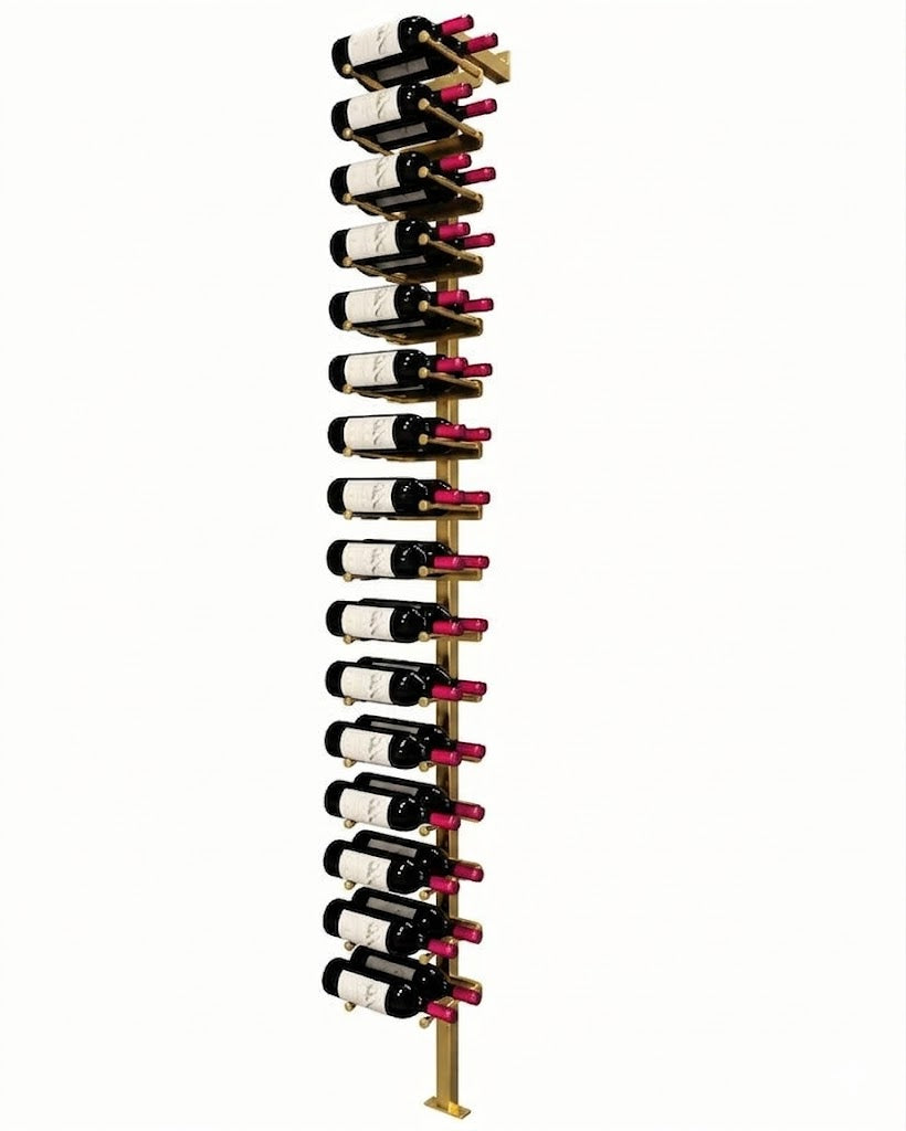 Kessick Somm Single Pole Label Forward Wall Mounted Wine Rack 2 Deep Gold Pole