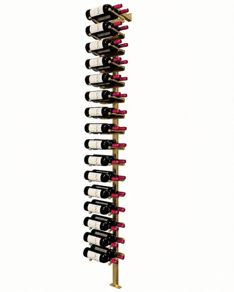 Kessick Somm Single Pole Label Forward Wall Mounted Wine Rack 2 Deep Gold Pole
