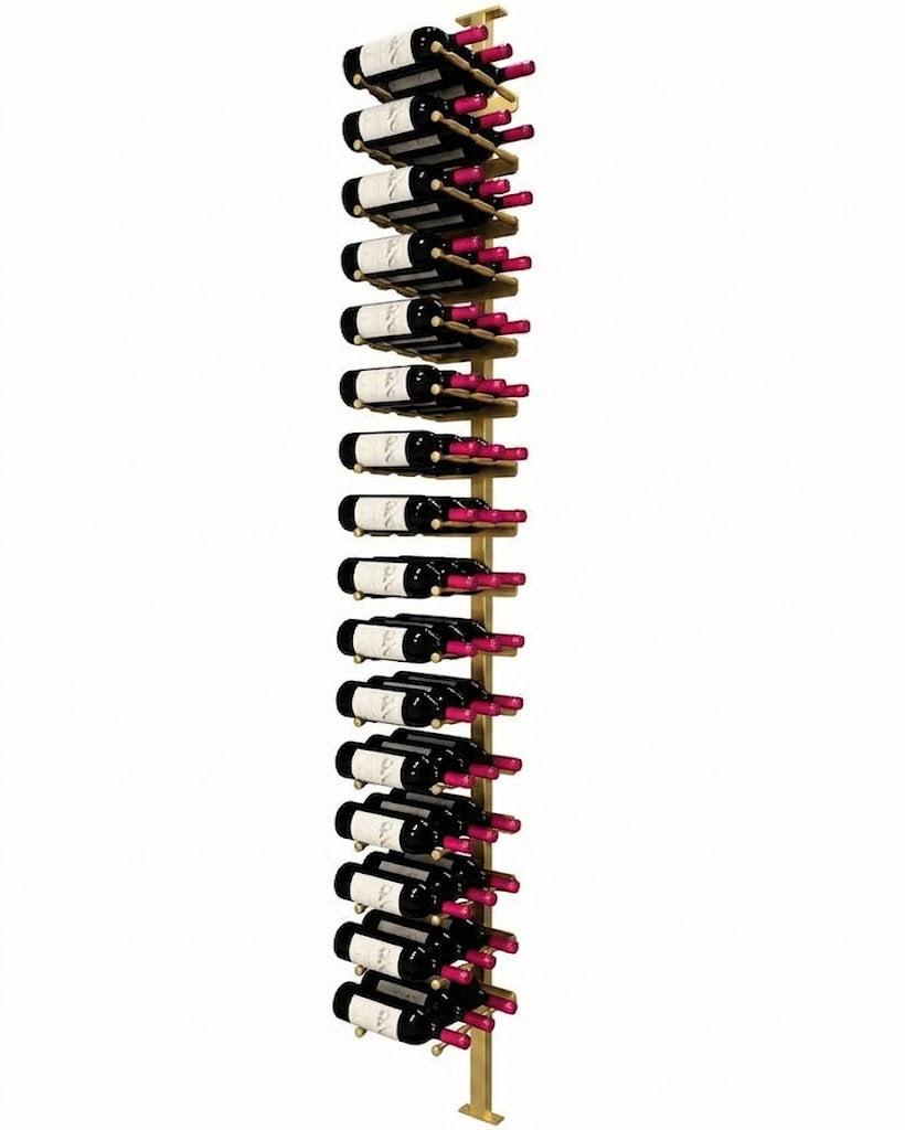 Kessick Somm Single Pole Label Forward Wall Mounted Wine Rack 3 Deep Gold Pole