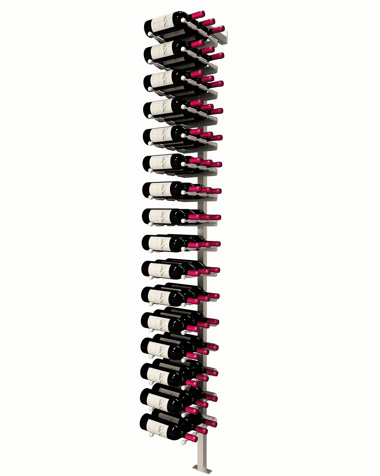 Kessick Somm Single Pole Label Forward Wall Mounted Wine Rack 3 Deep Silver Pole