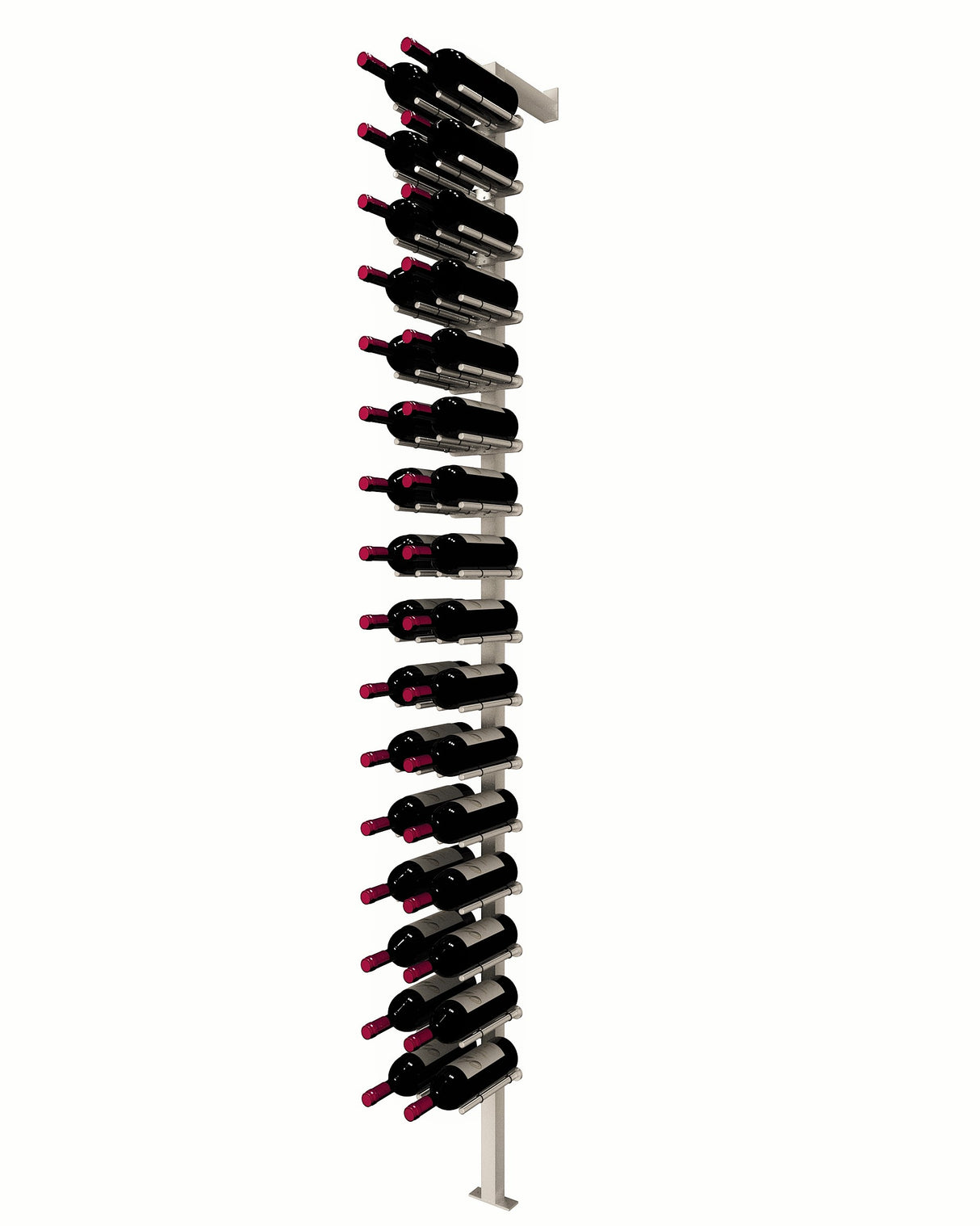 Kessick Somm Single Pole Neck Out Wall Mounted Wine Rack Double Wide Silver Pole