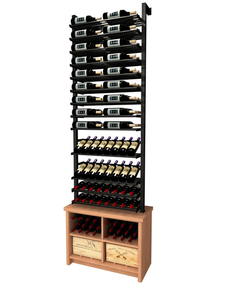 Kessick Somm SV23 2 Pole Parallel Shelf with 2 Display Rows and Base Bin Cabinet displaying 134 bottles