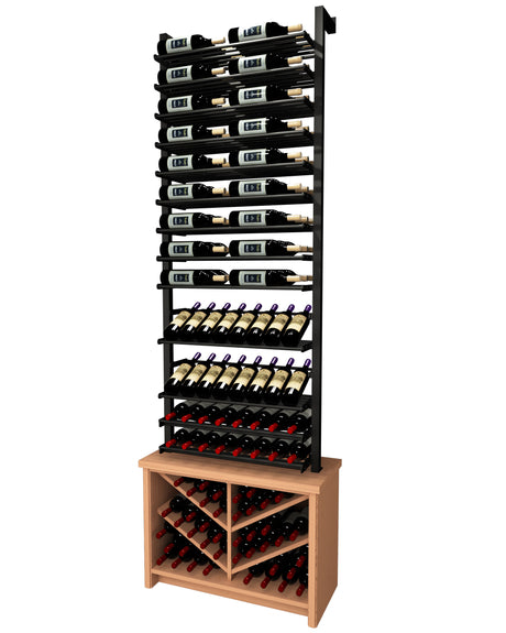 Kessick Somm SV24 2 Pole Parallel Shelf with 2 Display Rows and Base Chevron Cabinet displaying 134 bottles