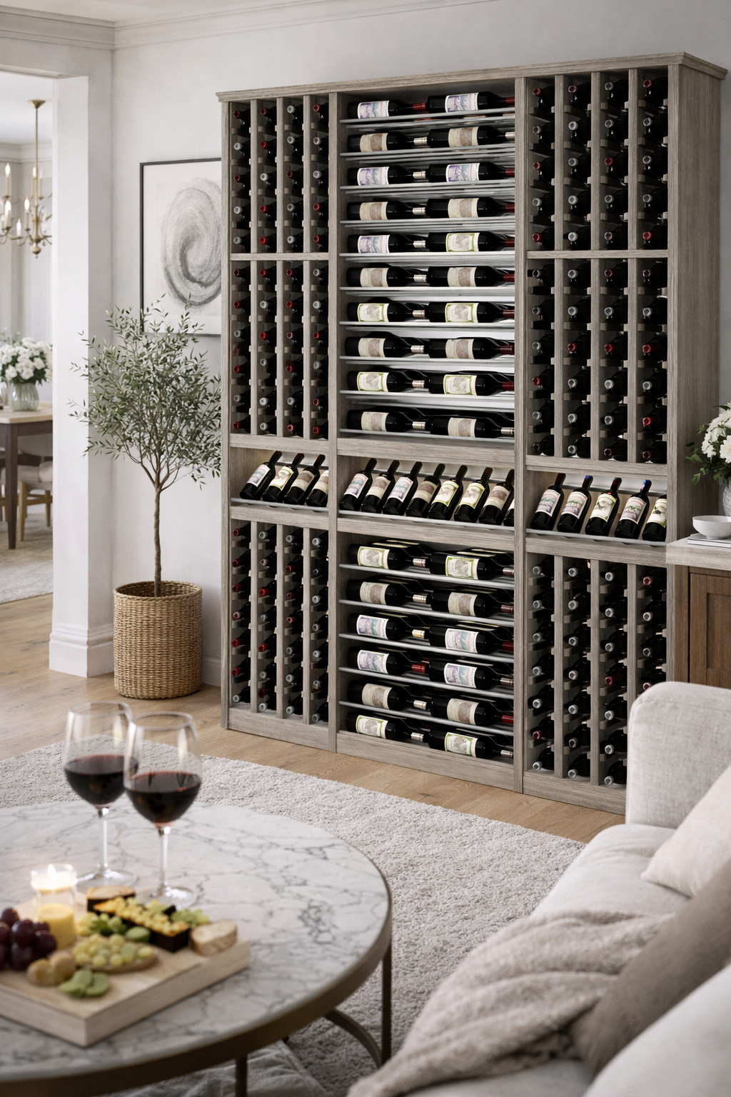 Kessick Tower Series 256-Bottle Hardwood Wine Cabinet