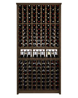 Kessick Tower Series TV6 180-bottle freestanding hardwood wine cabinet in Walnut with espresso stain, clear finish and satin black rods — single 42-inch individual column tower configuration