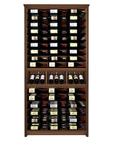 Kessick Tower Series TV7 144-bottle freestanding hardwood wine cabinet in Walnut with clear satin finish and satin black rods — single 42-inch parallel over parallel tower configuration