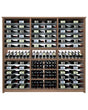 Kessick Tower Series TV9 264-bottle freestanding hardwood wine cabinet in Walnut with clear satin finish and satin black rods — 3-tower parallel and rectangle bin configuration