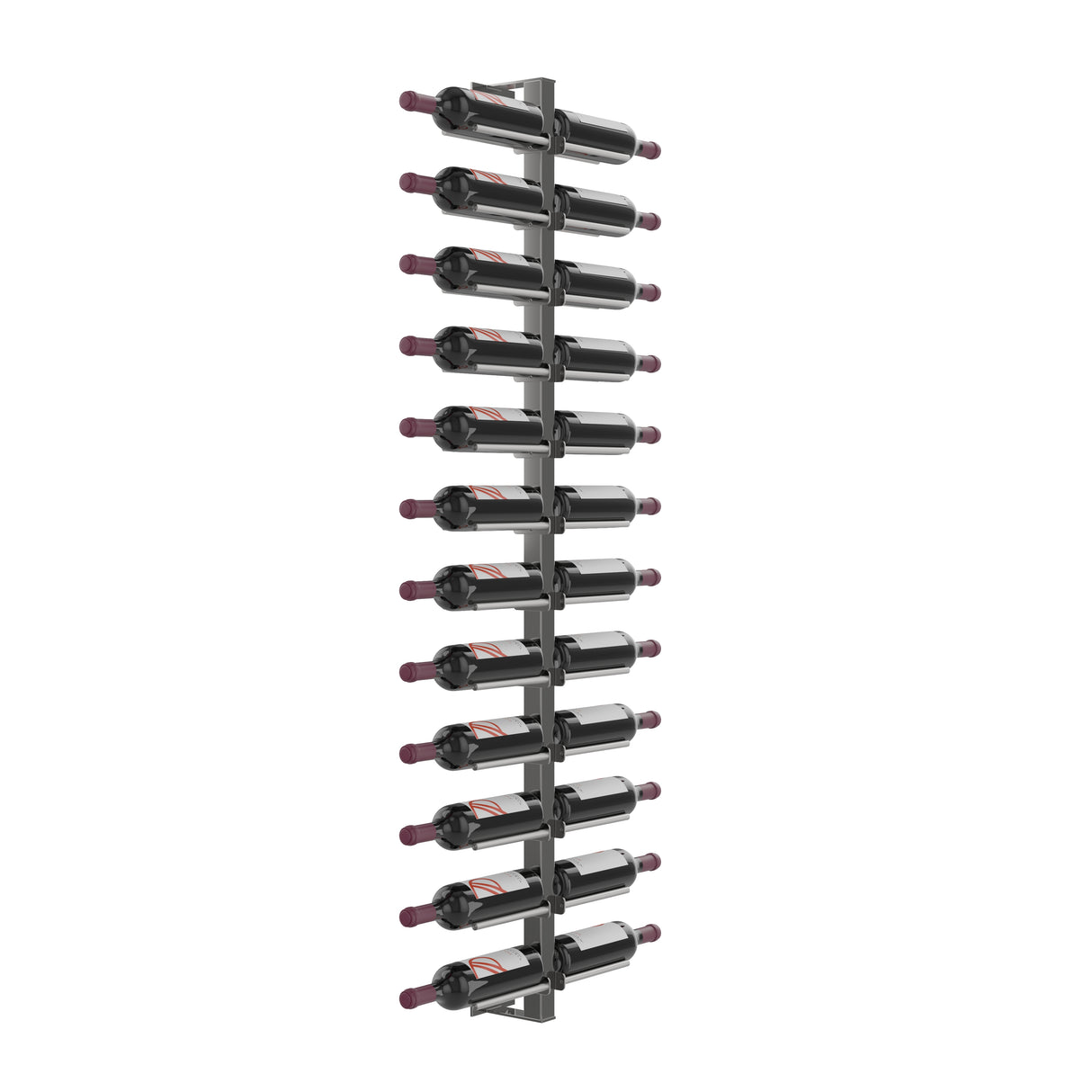 VintageView Vino Rails Wall Mounted Wine Rack Post Kit — 24 Bottle Cork-Forward Display