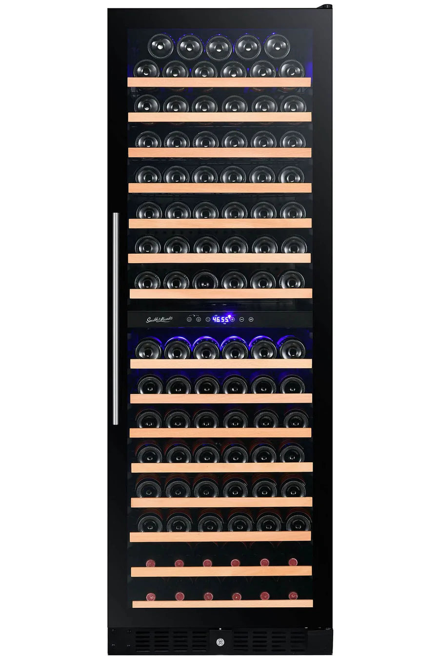 Smith & Hanks 166 Bottle Dual Zone Wine Cooler, Smoked Black Glass Doo