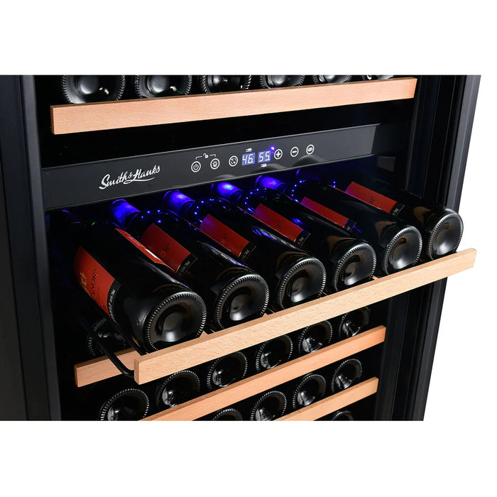Smith & Hanks 166 Bottle Dual Zone Wine Cooler, Smoked Black Glass Door