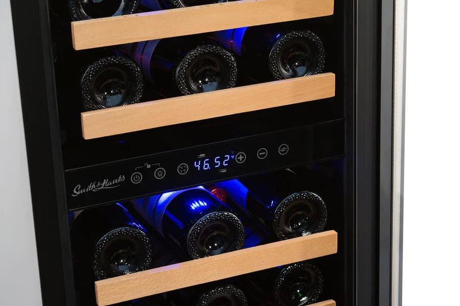 32 Bottle Dual Zone Wine Cooler, Stainless Steel Door Trim