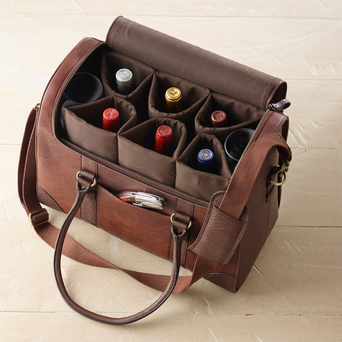 Handcrafted 100% Leather Travel Wine Bag